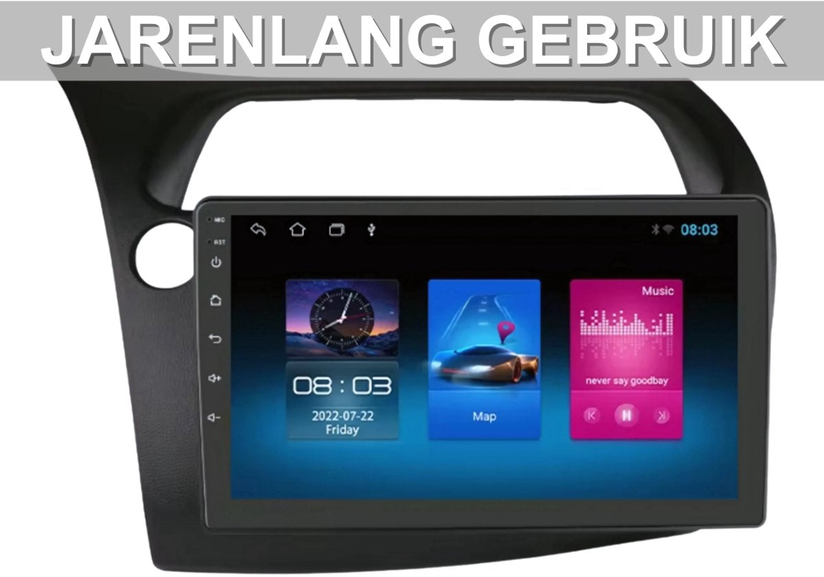 Autoradio met bluetooth - Carplay - Voor Honda Civic Hatchback (2005-2011) - Geschikt voor Apple en Android - Stereo - Navigatie - Navigatiesysteem auto - 1GB 16GB