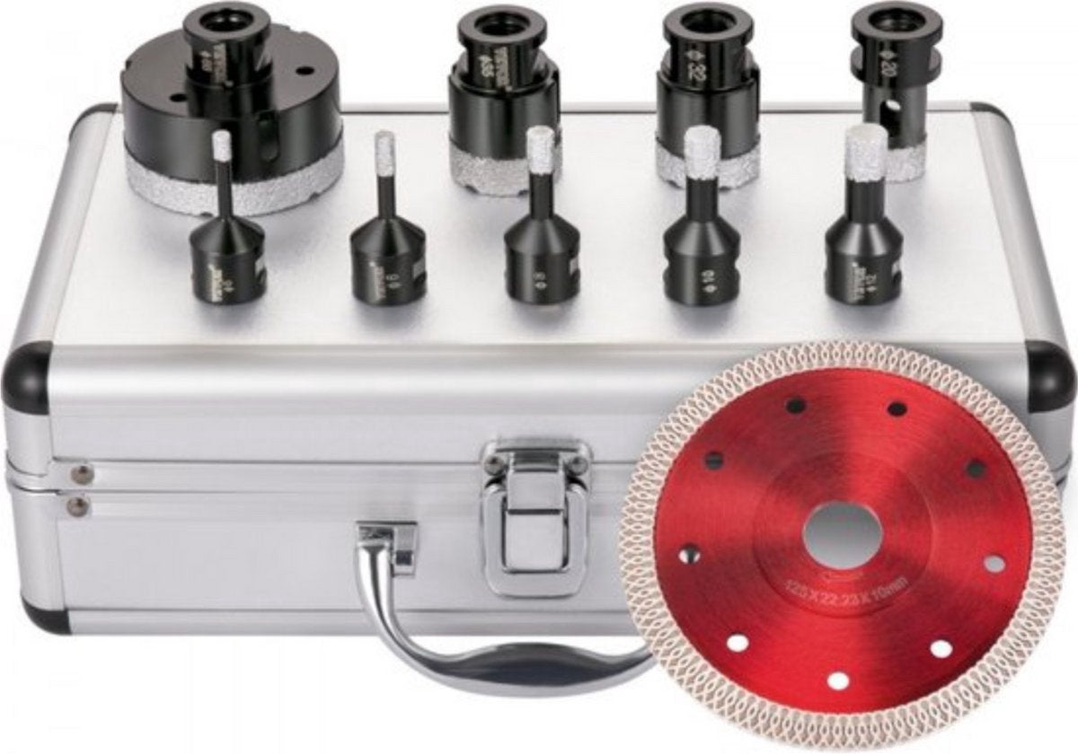 Tegels Diamantboorset PRO - Tegelboor - Gatzaag - 9 Stuks - 5-68 mm - Droog/Nat Gatenzaagset