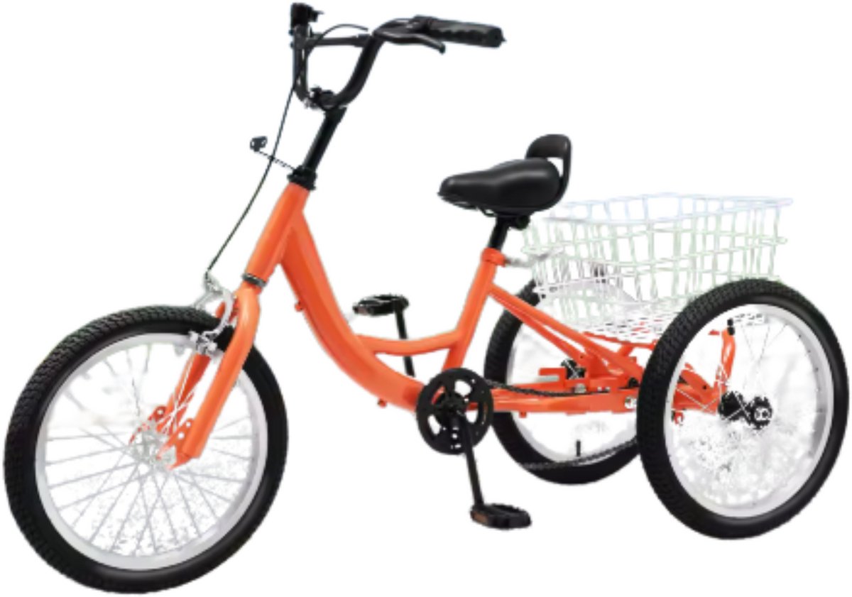 Kinderfiets 16 Inch - Kinder fiets driewieler - Oranje - Met mand - Kinderdriewieler - Voor jongens