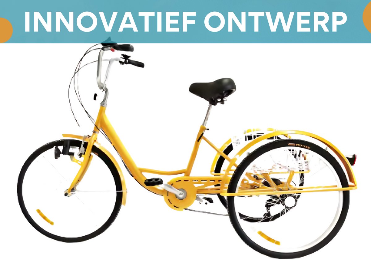 Driewieler Milano - 6 versnellingen - Fiets voor volwassenen en senioren - 24 Inch - Opvouwbare Trike - Met mand - Voorrem - Zwart