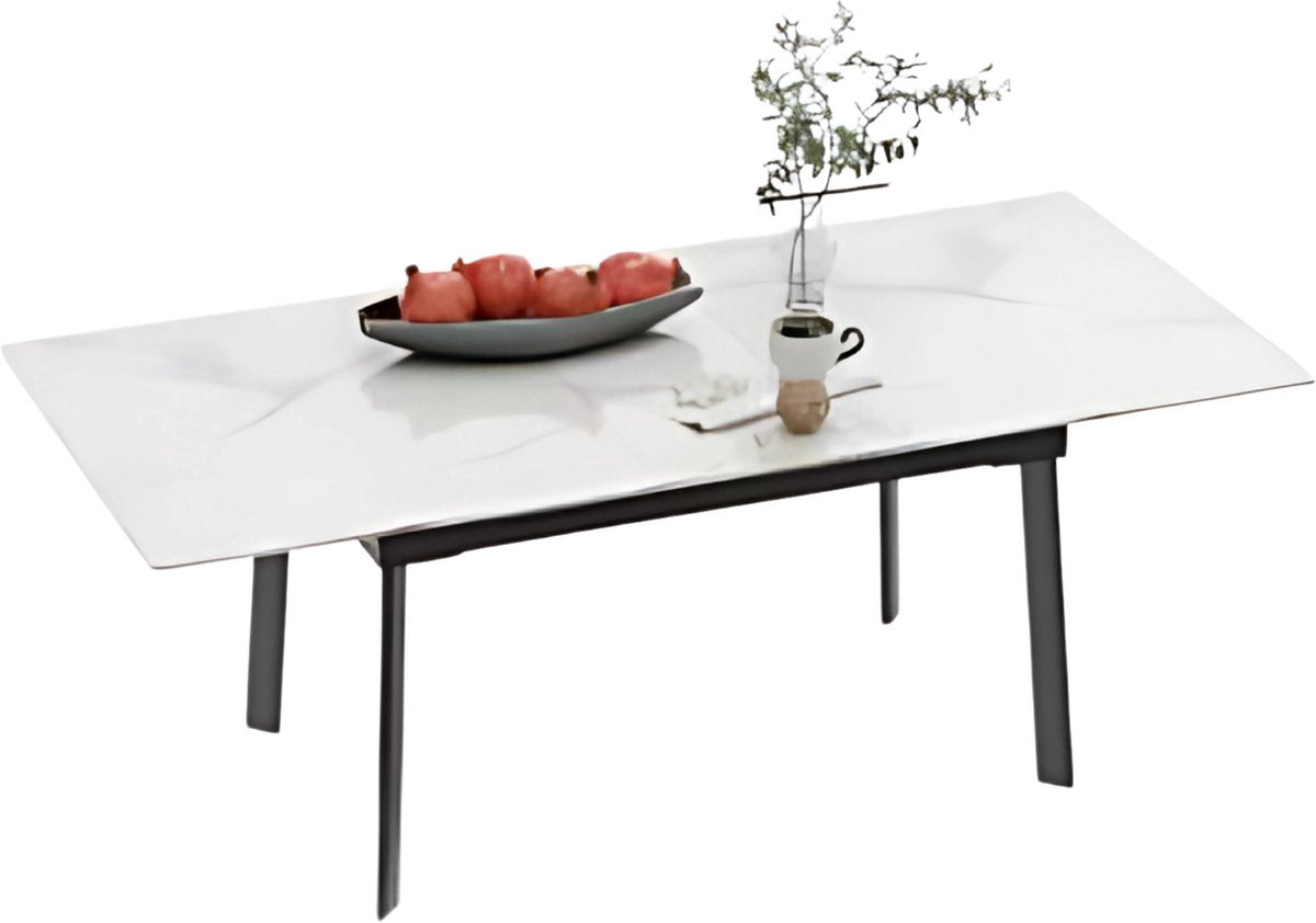 Eettafel Zenia - 4 tot 8 personen - Glossy white - Uitschuifbaar - 130-160cm - Rechthoekig