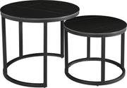 Happyment Salontafel Designer - Woonkamer - Ronde salonTafel - met Spaanplaat Blad - marmer look - Modern - Zwart