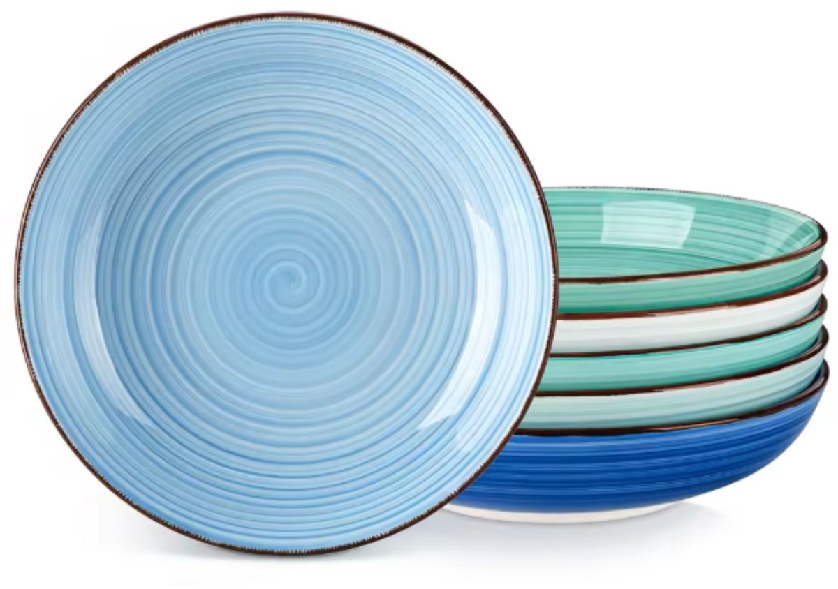 Sorella Serviesset - 6 delig - 6 persoons - Groen/Blauw - Dinerborden - Bordenset - Diepe borden - Ontbijtborden - Servies - Keukenservies
