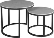 Happyment Salontafel Marmer look - Woonkamer - Ronde salonTafel - met Spaanplaat Blad - Modern - Grijs