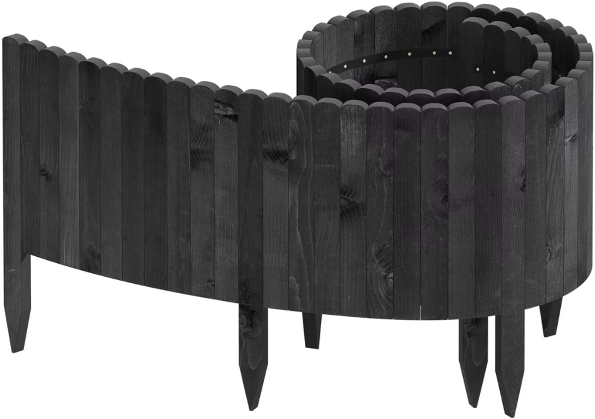 Tuin Gras Gazon Rand - Flexibele Houten Border voor Tuinhek - Tuinafboording voor Outdoor Landschap & Tuindecoratie - 203x60x1.4cm Zwart