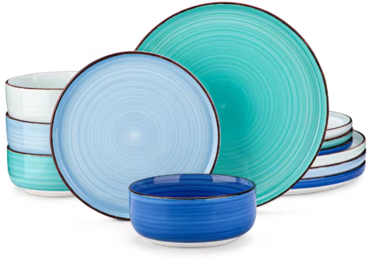 Santivo Serviesset - 12 delig - 4 persoons - Rainbow - Dinerborden - Bordenset - Diepe borden - Ontbijtborden - Servies - Keukenservies