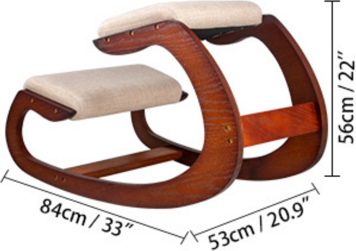 Happyment Ergonomische Kniestoel - Ergochair - Comfortabele Kniestoel Met Dikke Kniekussens - Werkkruk En Bureaustoel - Licht Bruin