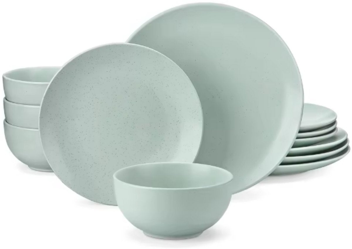 Velentino Serviesset - 24 delig - 4 persoons - Lichtgroen - Dinerborden - Bordenset - Diepe borden - Ontbijtborden - Servies - Keukenservies