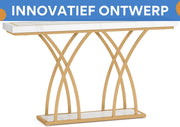 Wandtafel -Haltafel - Dressiortafel - Bijzettafel - Sidetable - Modern - Kunstmarmer, goud