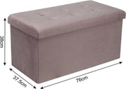 Moderne Opbergbank - Zitbank Poef - Roze Velvet - Met opbergruimte - 76x38x38cm