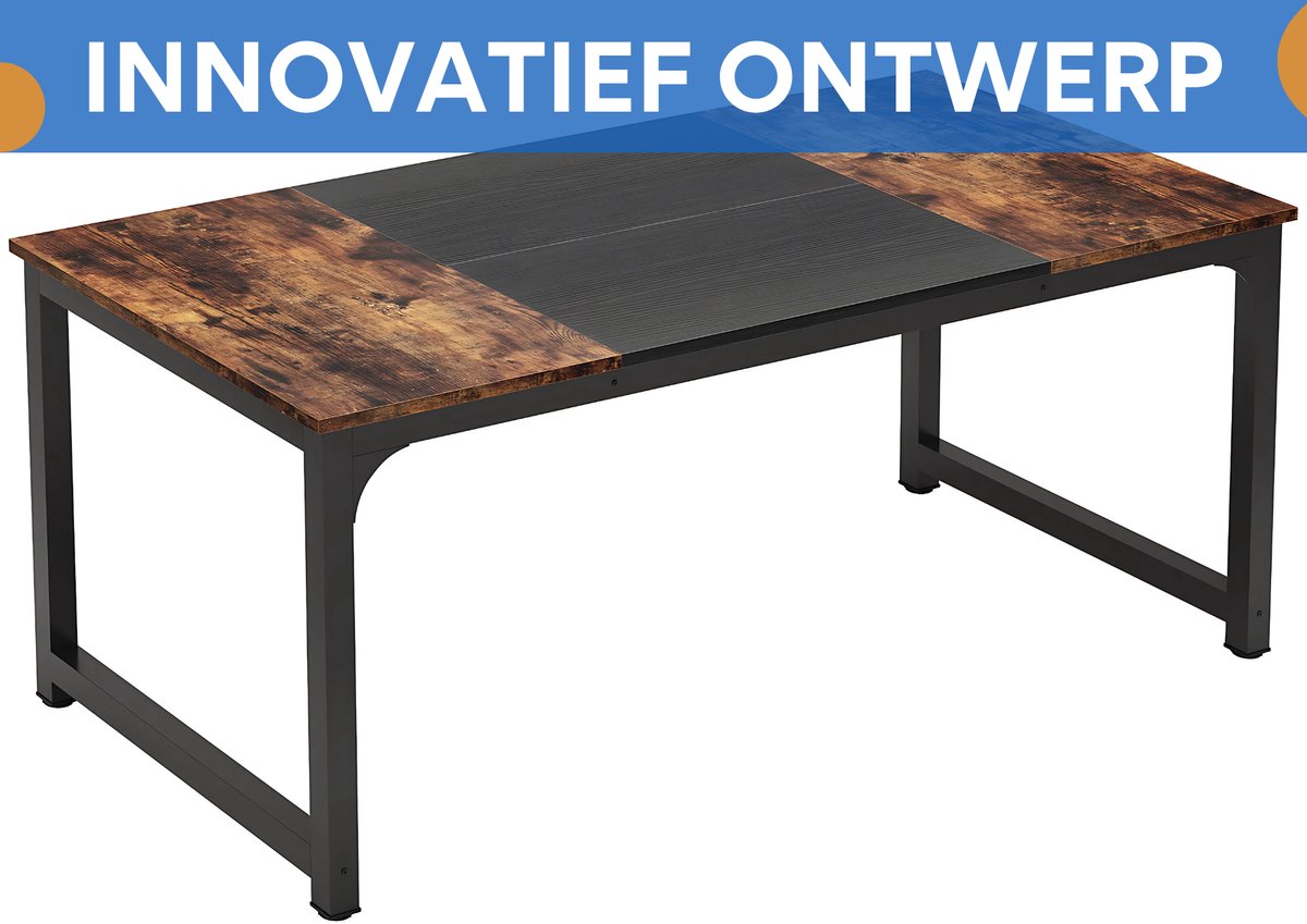 Modern Computerbureau - Vintage zwart - Voor Thuiswerkplek of Kantoor - Bureau - 180cm