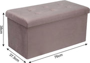 Moderne Opbergbank Nero - Met opbergruimte - Zitbank Poef - Voetenbank - Opbergbox hocker - Zitkist met deskel - Roze - Velvet - 76x38x38 cm
