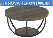 Salontafel Mira - Rond - Modern - Voor woonkamer - Bijzettafel - 95cm - Bruin