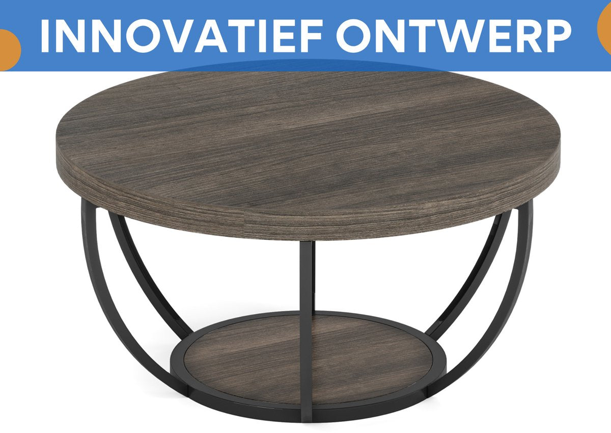 Salontafel Mira - Rond - Modern - Voor woonkamer - Bijzettafel - 95cm - Bruin