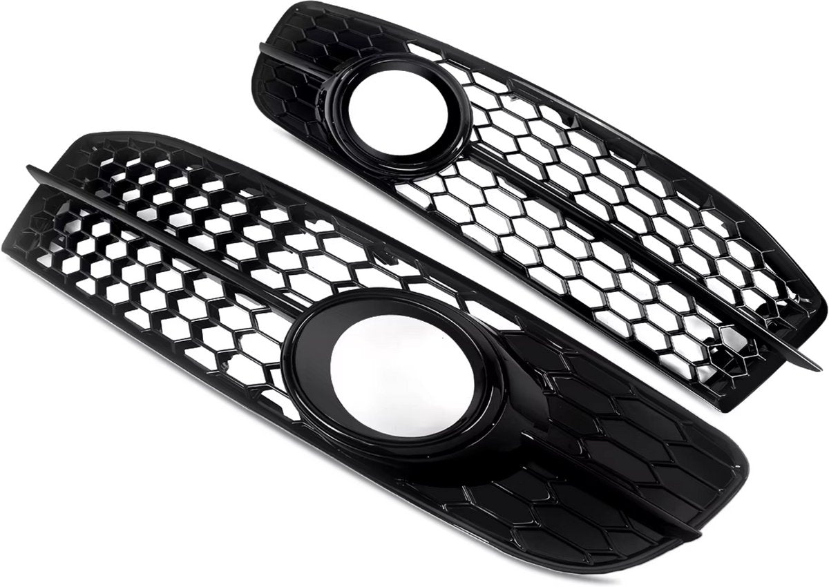Voorbumper - Voor Audi A6 C6 S-Line 2009-2012 - Auto accessoires - Mistlichtgrille - Honingraat - Gloss Zwart