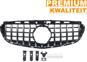 Grille Quorin - Voorbumper - GTR Stijl - Voor Mercedes W212 E-Klasse Sedan (2014-2016) - Chroom + Zwart - Auto Accessoires