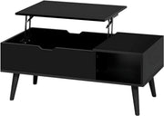 Salontafel Dulvia- Zwart - Tafel voor woonkamer - Met opbergruimte en hefplank - Laptoptafel