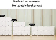 Schoenenkast - Voor Hal, Woonkamer of Slaapkamer - Schoenenrek met 8 Compartimenten - Ruimtebesparende Organizer - 92x142x36.5cm