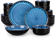 Lorentino Serviesset - 24 delig - 6 persoons - Blue Eye - Dinerborden - Bordenset - Diepe borden - Ontbijtborden - Servies - Keukenservies