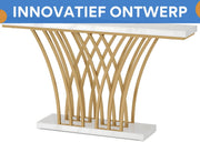 Consoletafel Luxery - 150cm - Sidetafel - Wandtafel - Haltafel - Goud - Marmerlook - Voor Hal of woonkamer of Gang