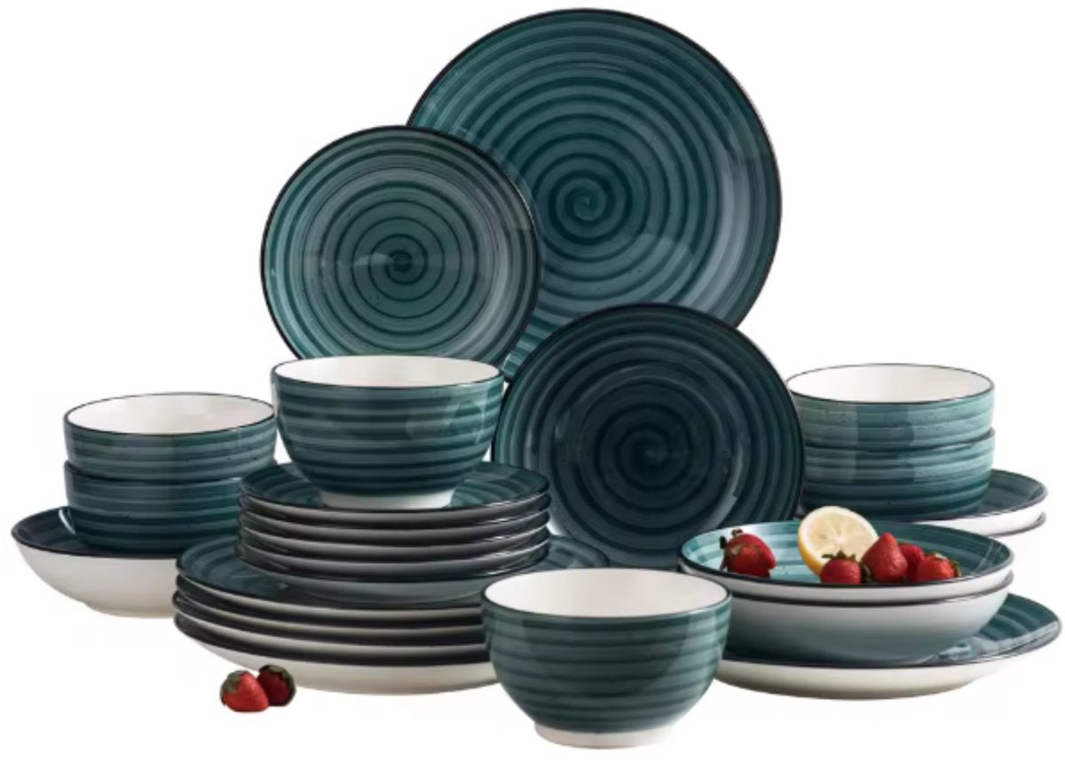 Royal Bordenset – 6 persoons – 24 delig – Groen Keramisch – Dinerborden – Breakfast Plates