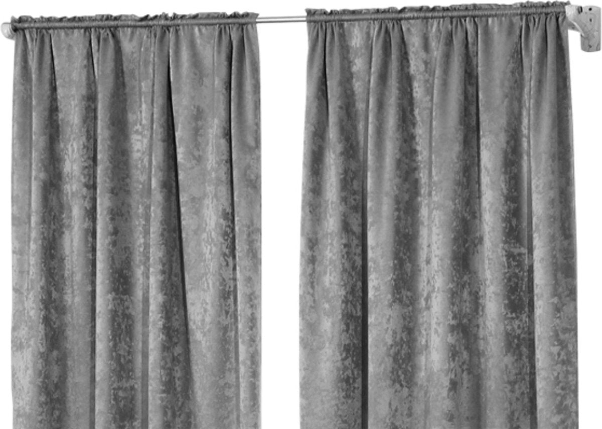 Happyment Gordijnen set deluxe met ruche - 2 stuks - Zilvergrijs 135x245cm - Verduisterend - Zwaar - met Plooiband - Fluweel - Thermisch - Isolerend