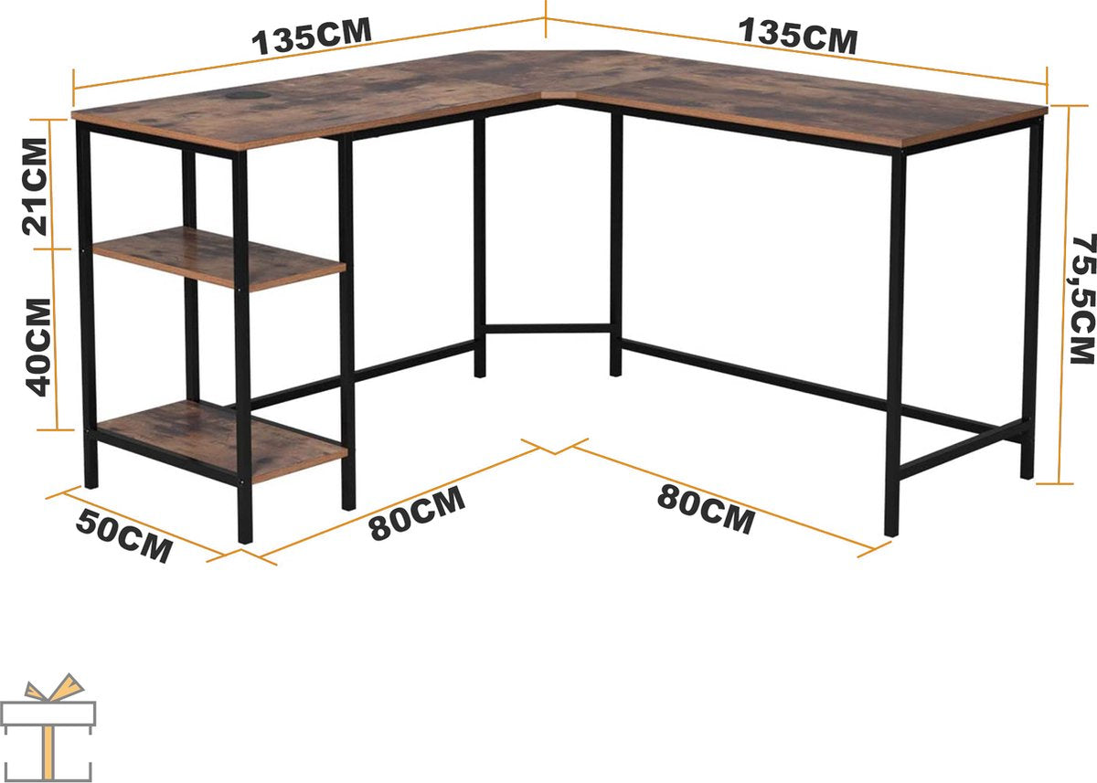 Hoekbureau - Computerbureau - Gaming - Industrieel - Desk - Black friday - Sinterklaas - Kerstcadeau