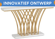 Consoletafel Novio - Goud - Sidetafel - Wandtafel - Haltafel - Zwart - Woonkamer - Wit Marmerlook