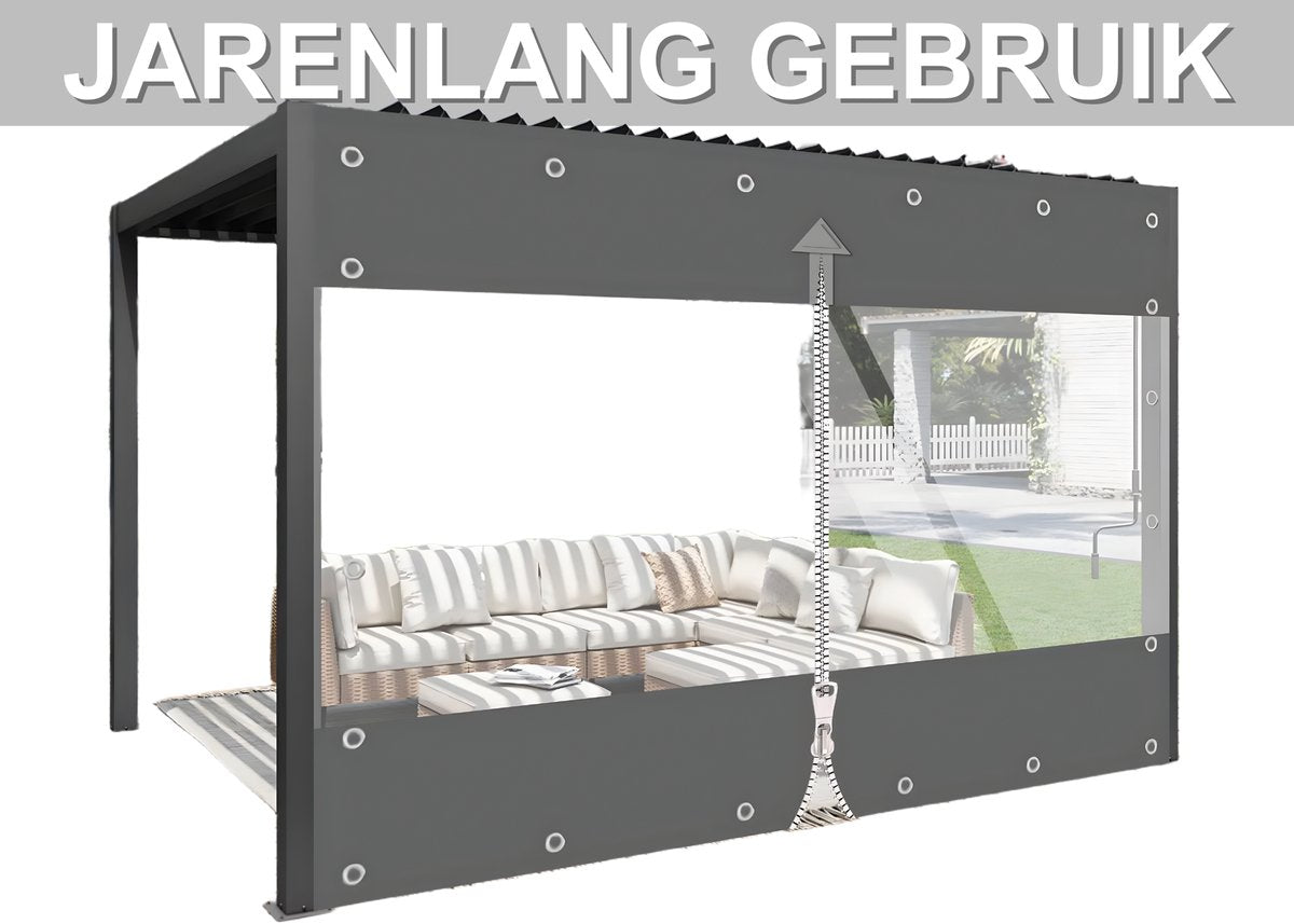 Zeildoek 210x240cm - Verranda - Dekzeil - Overkapping - Voor Terras, Pergola & Tuinhuis - Waterdicht - Wind - Donkergrijs