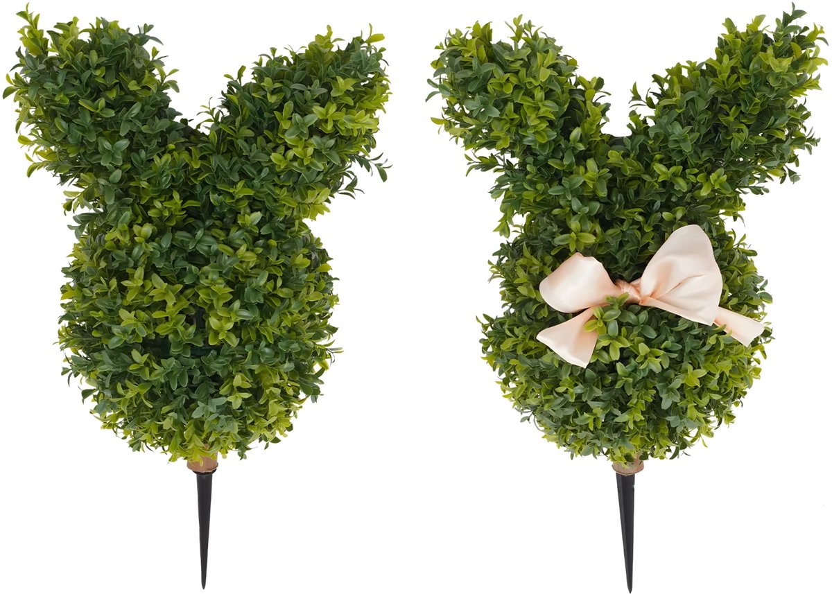 Kunstplant konijnvorm - Voor Binnen en Buiten / Decoratie - Konijnvormige Buchsbaum Kunstplant - Plastic / Groen - 50cm