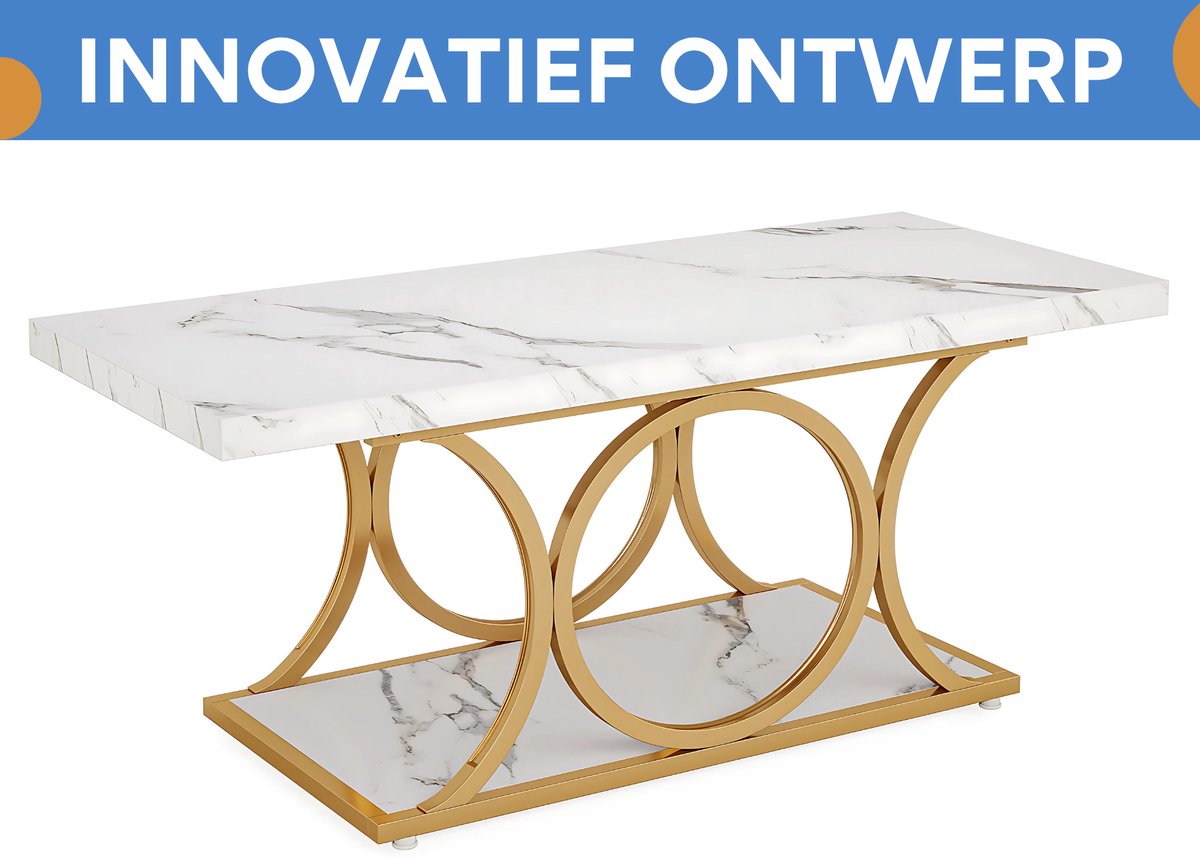 Luxe Salontafel Elvya - Rechthoekig - Modern - Voor woonkamer - Bijzettafel - 120cm - Bruin