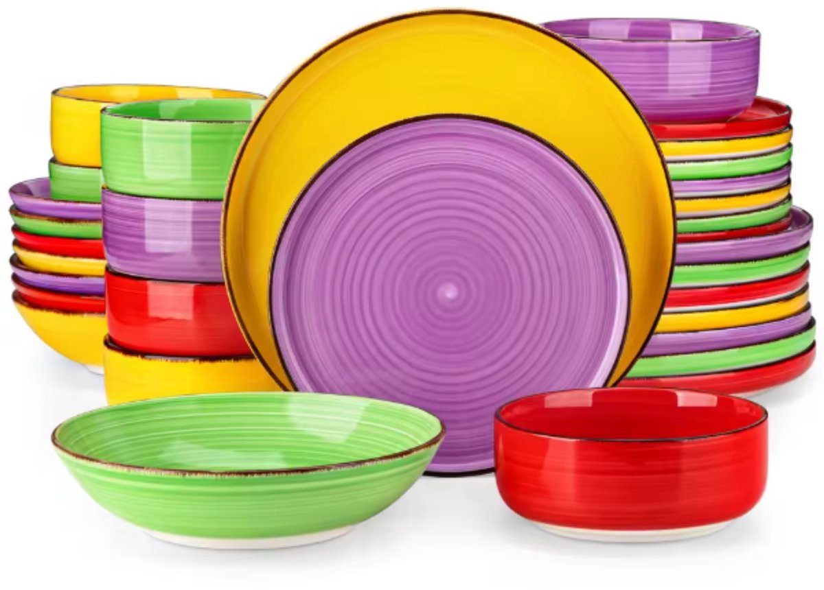 Valenza Serviesset Belloré - 32 delig - 8 persoons - Rainbow - Dinerborden - Bordenset - Diepe borden - Ontbijtborden - Servies - Keukenservies