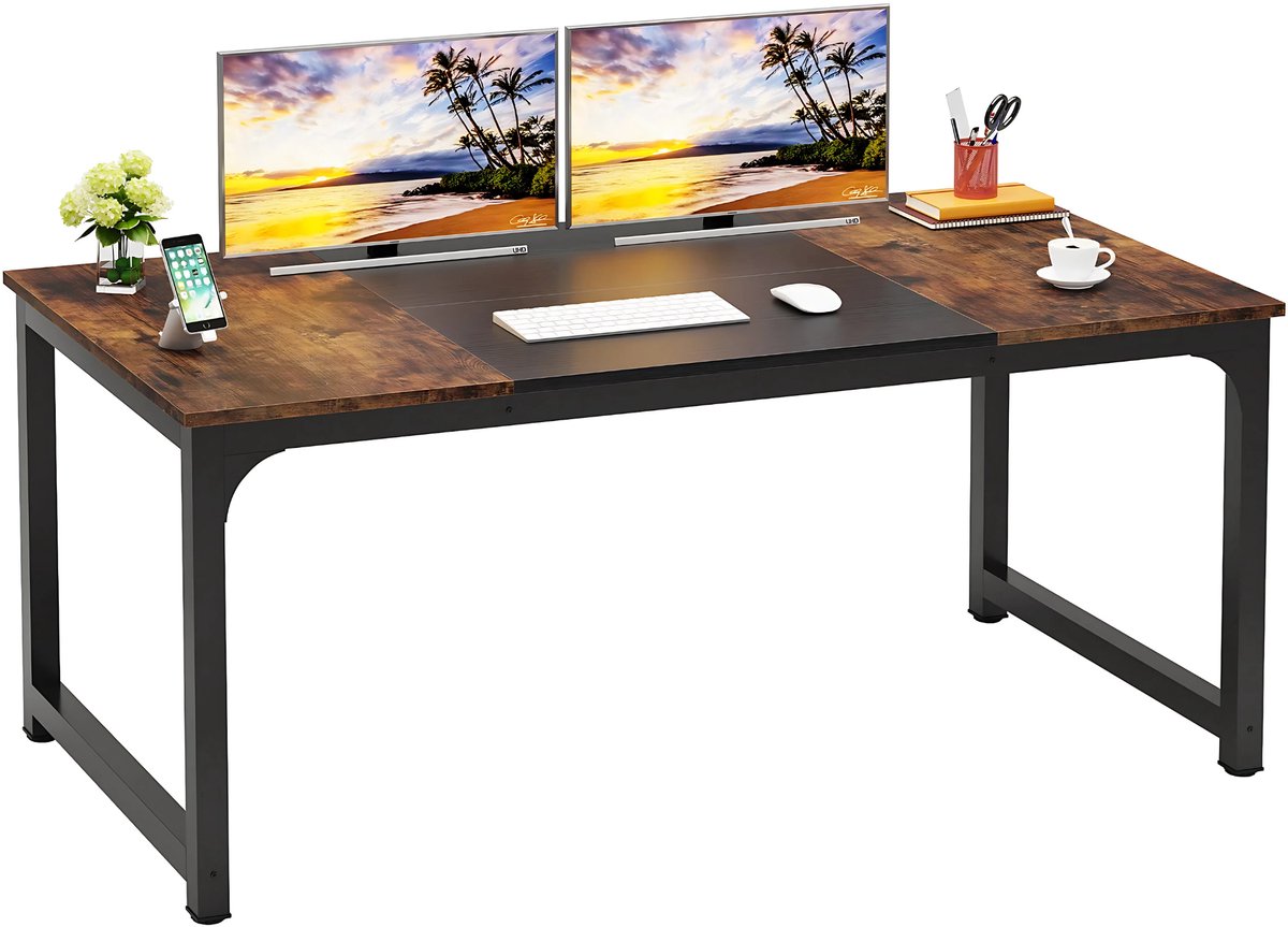 Modern Computerbureau - Vintage zwart - Voor Thuiswerkplek of Kantoor - Bureau - 180cm