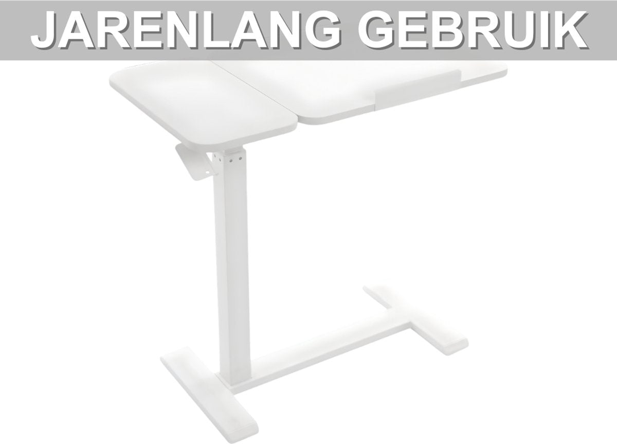 Laptoptafel - Bijzettafel - Bedtafel - Banktafel- Voor gebruik aan bed of kantoor - Verstelbaar - Wit