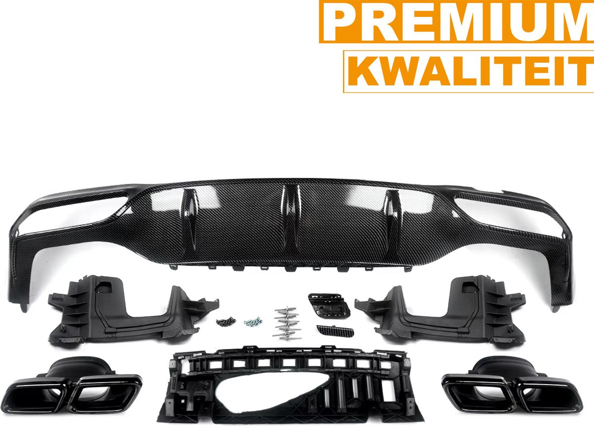 Achterbumper Diffuser - AMG E63 Stijl - Carbon Look - Auto Accessoires - Voor Mercedes W213 E-Klasse (2016-2020)