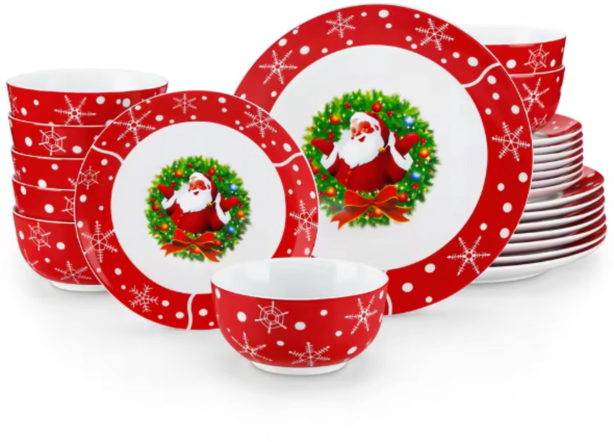 Imperial Serviesset – Kerst 8 persoons – 24 delig – Keramisch – Dinerborden – Ontbijtborden