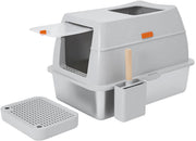 Roestvrijstalen Kattenbak - Kattentoilet - met Deksel & Hoge Zijkant - Gemakkelijk Schoon te Maken - Voor Katten & Puppy’s