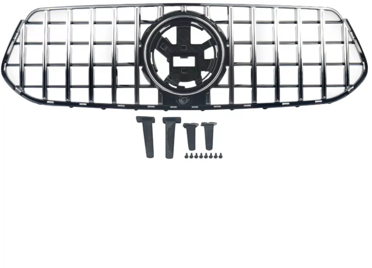 Voorbumper - Voor Mercedes GLE-Klasse W167/V167/C167 2020-2022 - Auto accessoires - GT stijl voorgrille - Chroom + Zwart