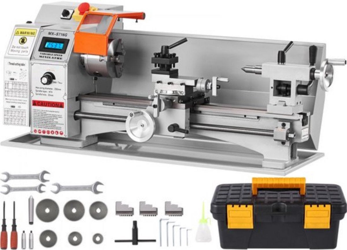 Precisie Metaal Draaibank - 800W - 17,8x40,6cm - 50-2500rpm - MT5 Spindelkegel - Voor Hobby en werkplaats
