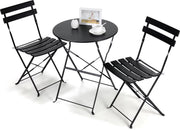 Bistroset 2 persoons - Metaal - Tuinset - Met bistrostoeltjes - 3-delig - Tuintafel - Zwart