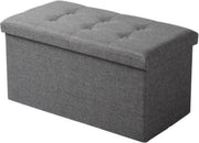 Opbergbank - Grijs - Zitbank Poef - Opbergbox Hocker - 76x38x38cm