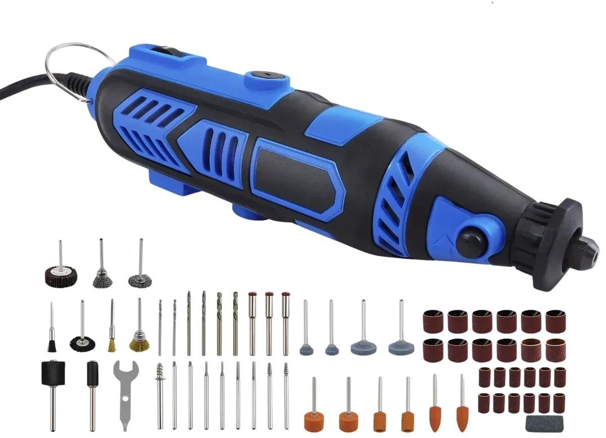 Rotary Tool Multitool Tivio - 135W - Combi Multitool met Verschillende Snelheden, 252 Stuks Accessoires voor Schuren, Slijpen & Polijsten