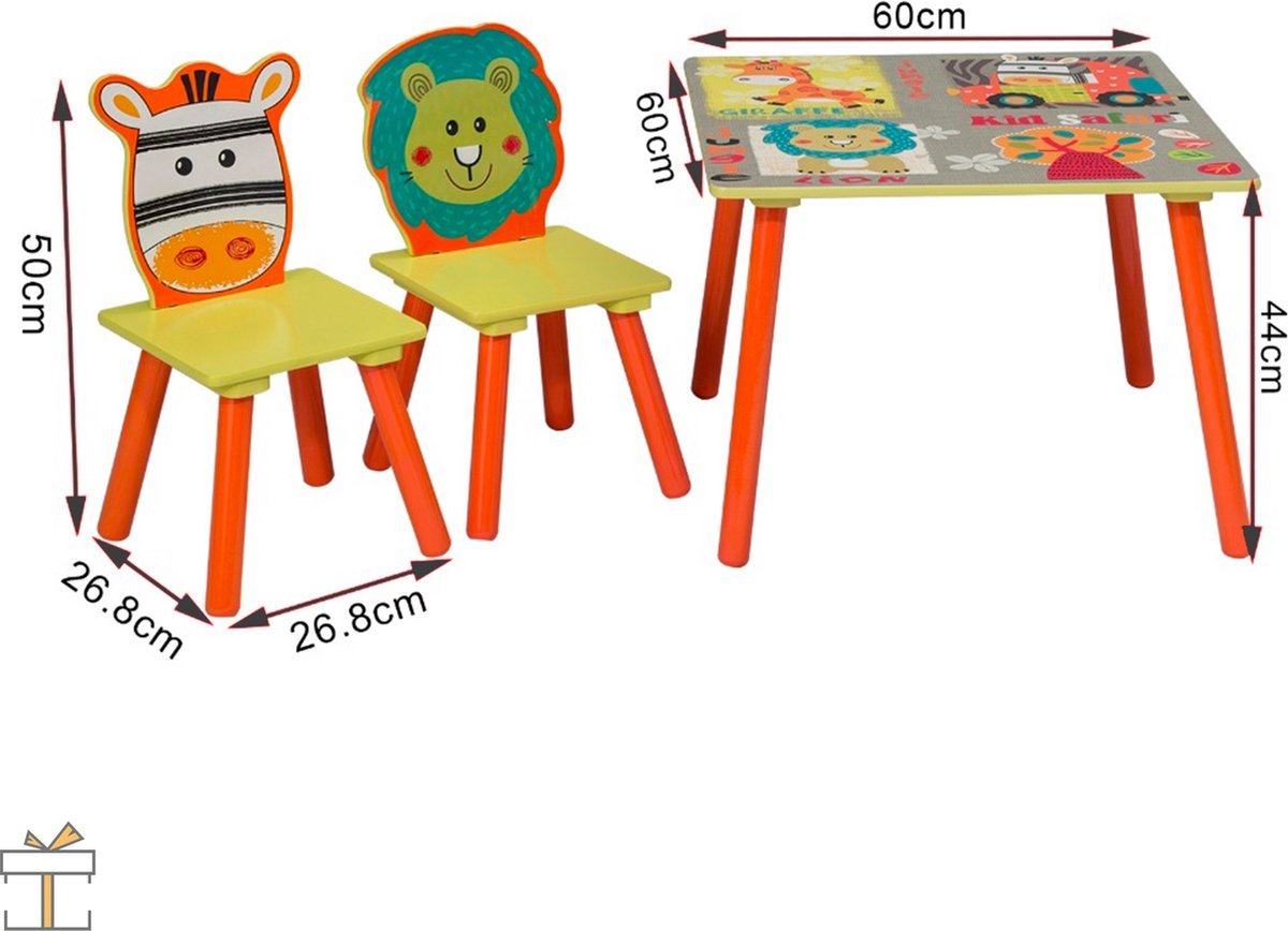 Bolt Edge Kindertafel - Koeienprint - Met 2 stoeltjes - Kindermeubel deluxe