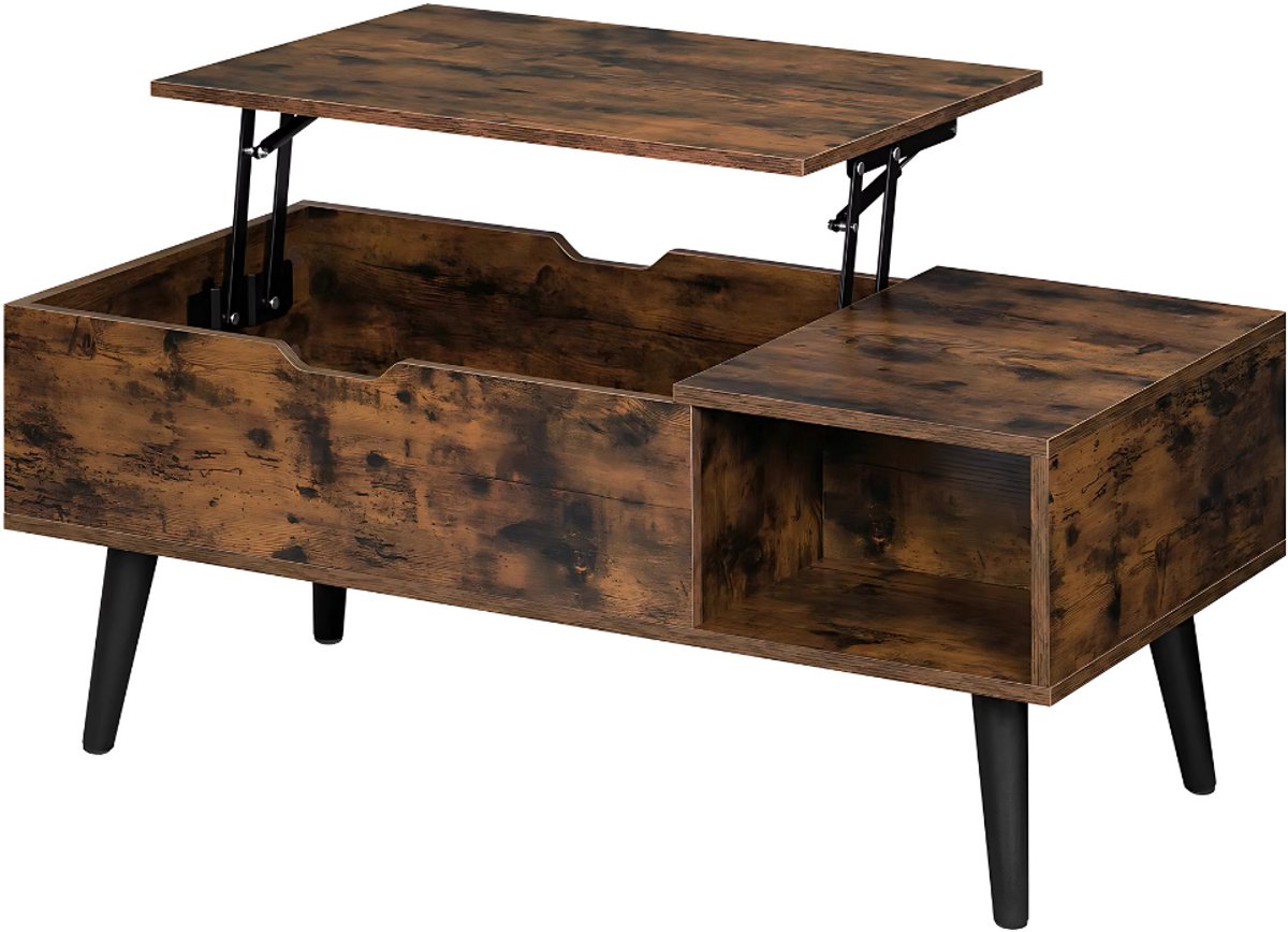 Salontafel Dulvia- Bruin - Tafel voor woonkamer - Met opbergruimte en hefplank - Laptoptafel
