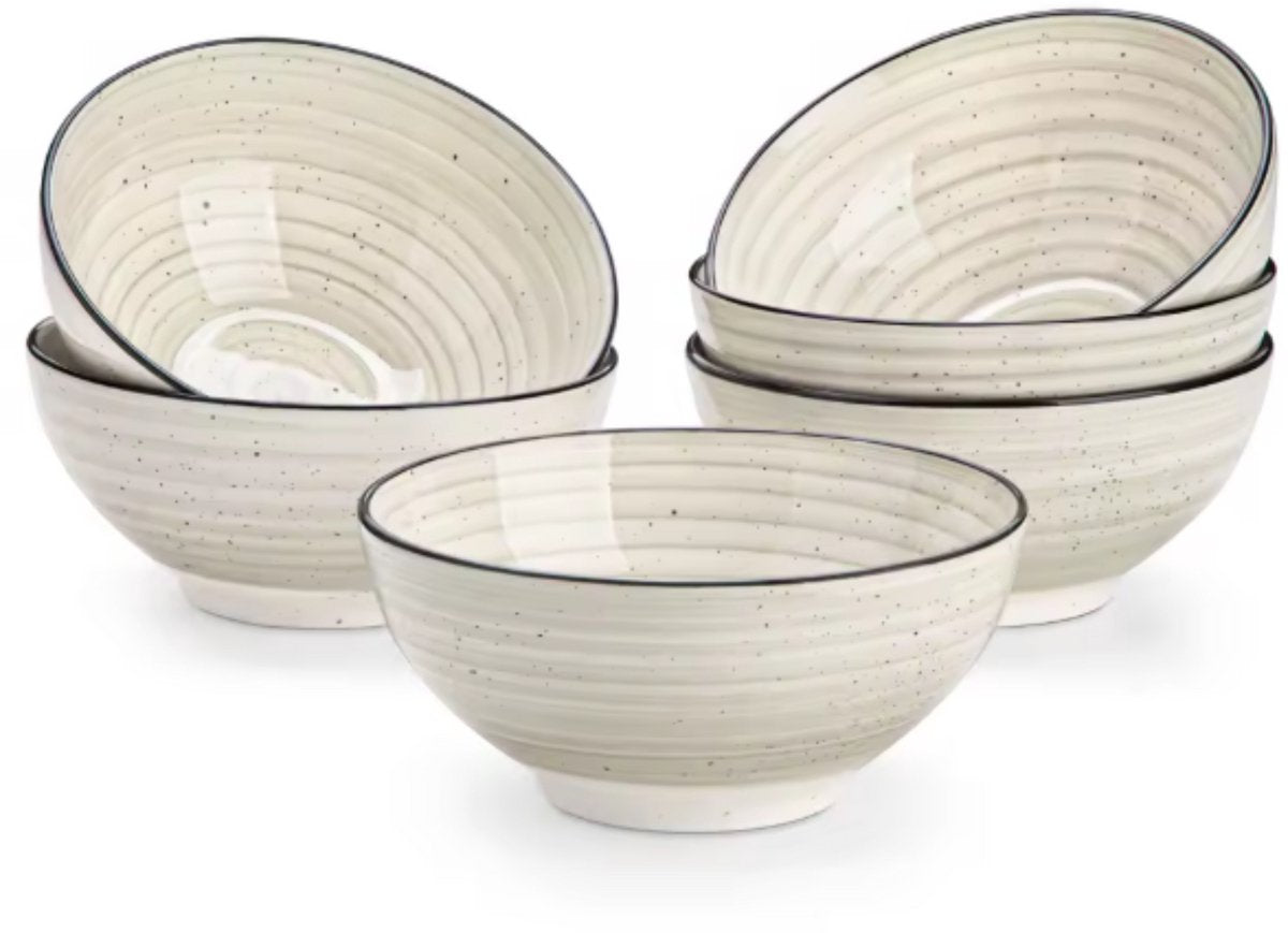 Marlito Serviesset - 6 kommen - 6 persoons - Beige - Dinerborden - Bordenset - Diepe borden - Ontbijtborden - Servies - Keukenservies