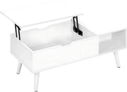 Salontafel Dulvia- Wit - Tafel voor woonkamer - Met opbergruimte en hefplank - Laptoptafel
