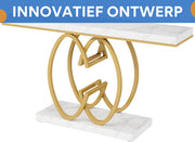 Wandtafel Pero - Haltafel - Dressiortafel - Bijzettafel - Sidetable - Kunstmarmer, goud - 140cm
