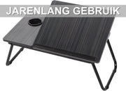 Laptoptafel – Tablethouder - Bedtafel – Voor bed, kantoor of studie – In hoogte verstelbaar met bekerhouder – Zwart