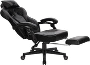 Gaming stoel Hybride - Verstelbaar in hoogte - Met voetsteun - Gamestoel - Chair - Ergonomische bureaustoel - Chair - Zwart - Kunstleer