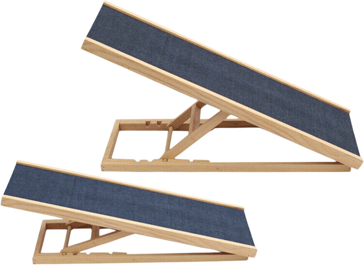 Massief Houten Hondenladder Zyren - 4-in-1 Verstelbaar - Antislip Tapijt - Veiligheidsladder voor Huisdieren